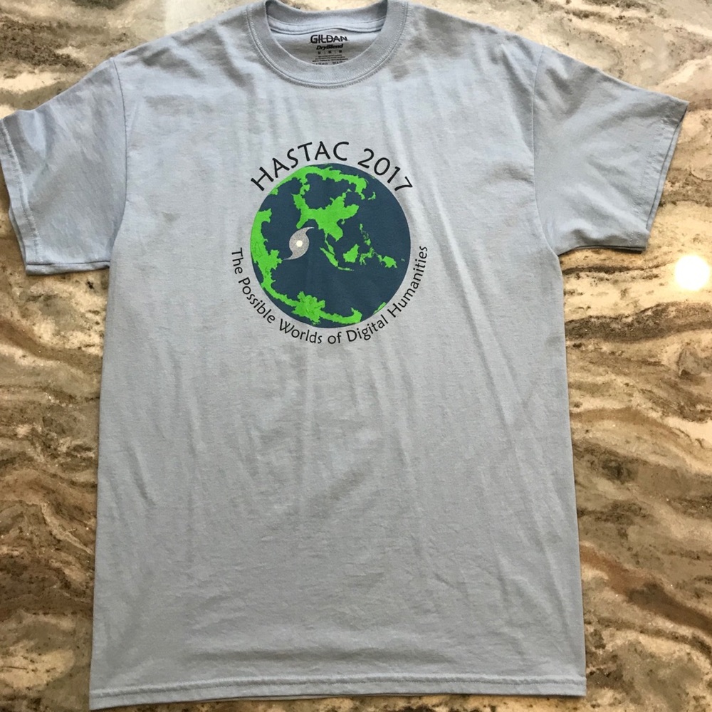 Light blue earth tee shirt HASTAC